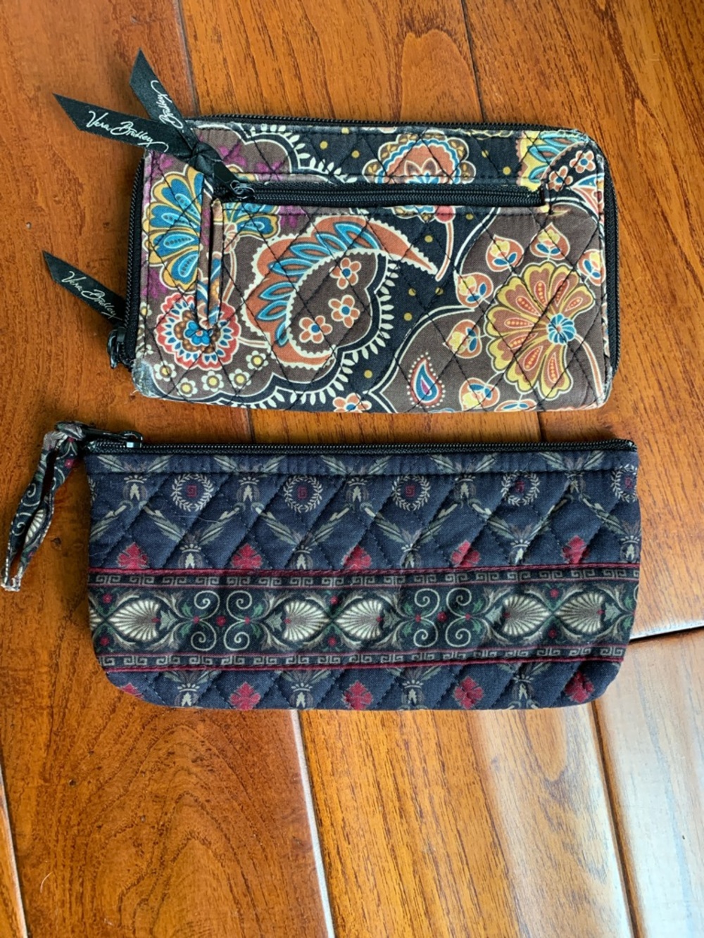 VTG Vera Bradley Bundle LAUREL Brush & Pencil KENSINGTON~MOD zip zround wallet